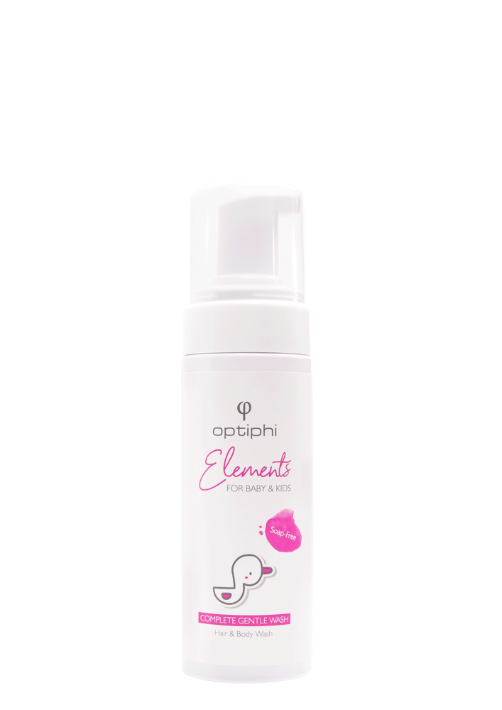 Optiphi Complete Gentle Wash mild hair and body cleanser with plant-derived ingredients and panthenol to gently cleanse, maintain moisture balance and support sensitive skin